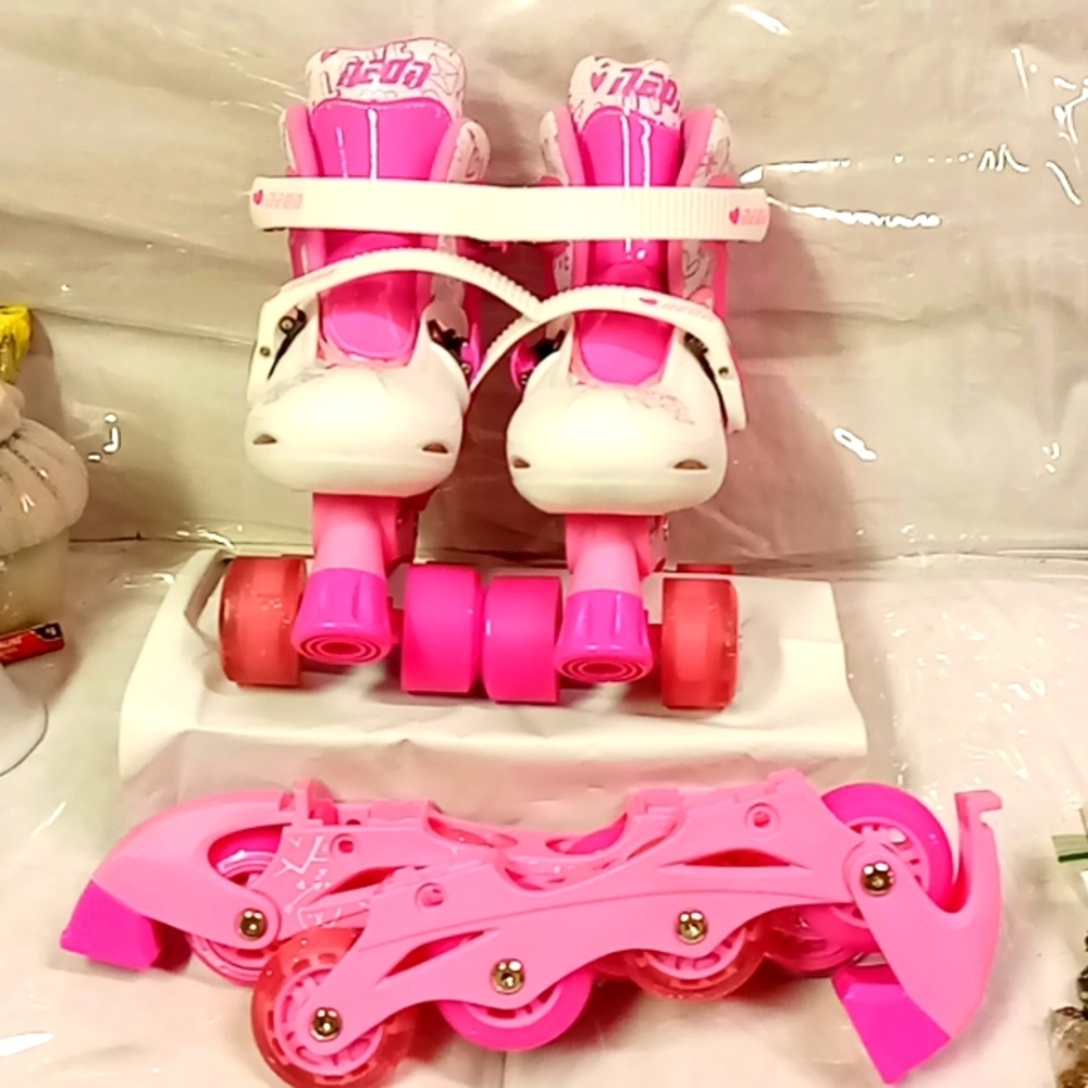 Pink Adjustable Kids Roller Skates